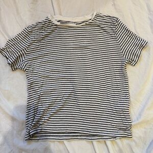 cropped white and black striped top